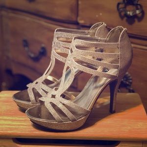 Brash Glittery Gold High Heels